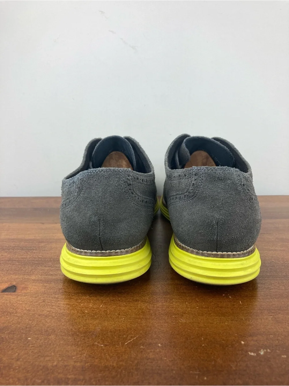 Cole Haan Grand Os Lunargrand Wingtip Suede Oxford Gray Volt C10226 Men Size 13M